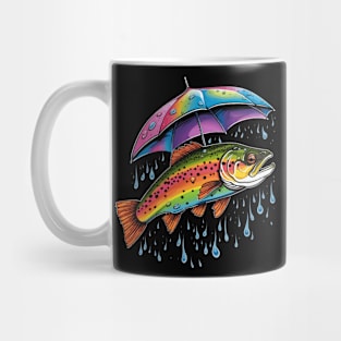 Trout Rainy Day With Umbrella Mug